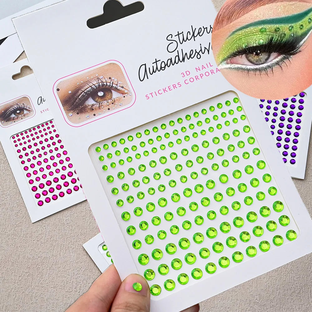 1Pcs Face Diamond Gem Sticker 5D Colorful Rhinestone Tattoo Stickers Fo Festival Nail Body Makeup Bling Jewelry DIY Face Sticker - Sun Studio