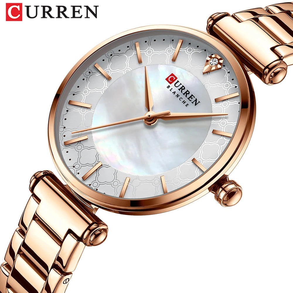 Watches Women CURREN Top Brand Fashion Thin Quartz Wristwatch with Charming Stainless Steel Bracelet часы женские наручные - Sun Studio