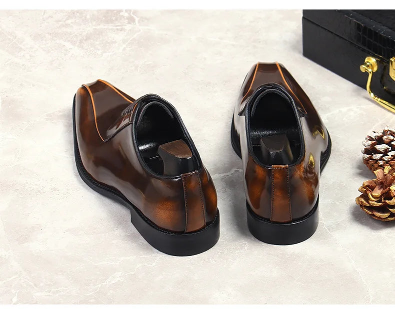 Mens Wedding Oxford Gentlemen Party Dress Shoes Genuine Patent Leather Casual Pointed Toe Formal Shoes For Men - Sun Studio