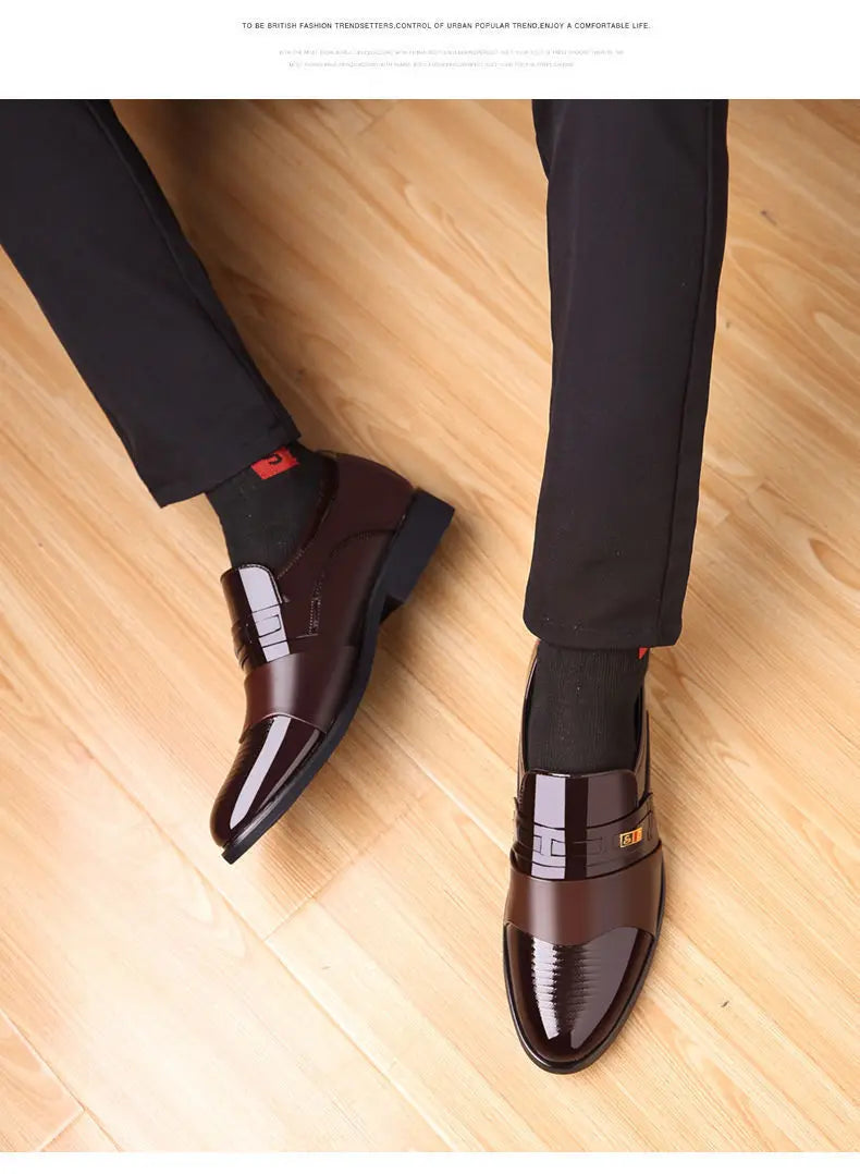 Men Leather Casual Shoes Men Shoes Autumn New Business Formal Men Leather Shoes Casual Cover Foot Heightening Leather Shoes Men - Sun Studio