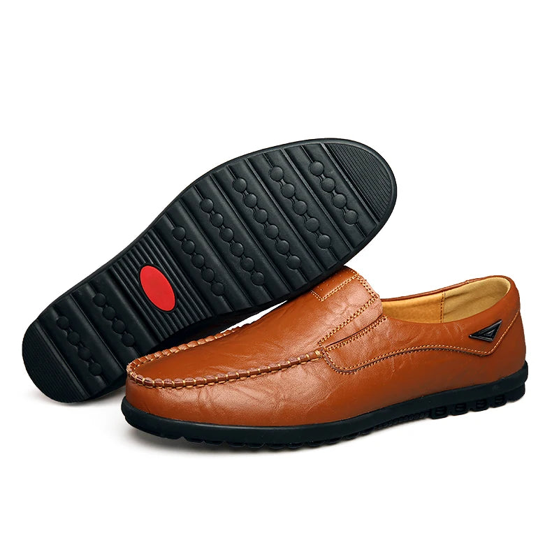 Genuine Leather Men Casual Shoes Luxury Brand 2025 Mens Loafers Moccasins Breathable Slip on Black Driving Shoes Plus Size 37-47 - Sun Studio