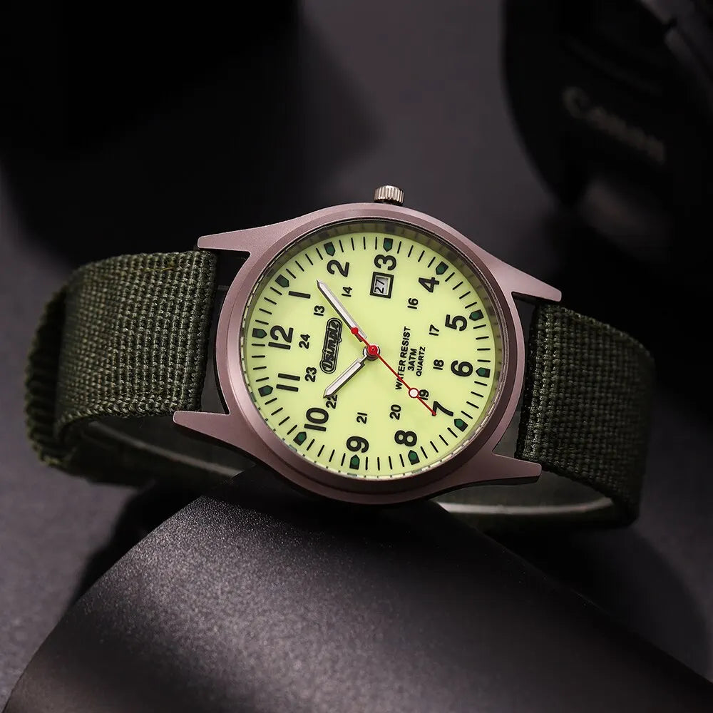 Fashion Mens Watches Luminous Hands Clock Luxury Military Sports Calendar Quartz Wristwatch Men Casual Nylon Watch Reloj Hombre - Sun Studio