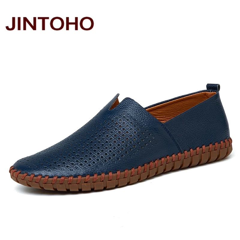 JINTOHO Große Größe Herren Echtes Leder Schuhe Slip-On Schwarze Schuhe Echtes Leder Mokassins Herren Schuhe Italienische Designer Schuhe