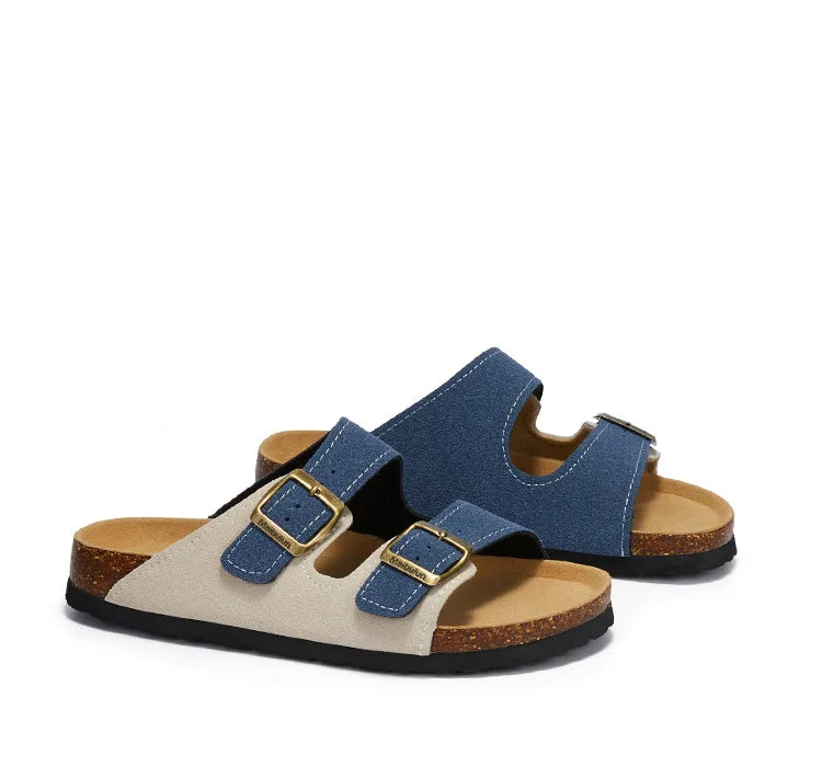 Sommer Kunstwildleder Leder Kork Hausschuhe Flip-Flops Frauen Männer Unisex Retro Tragen Müller Hausschuhe Mode Freizeit Strand Sandalen