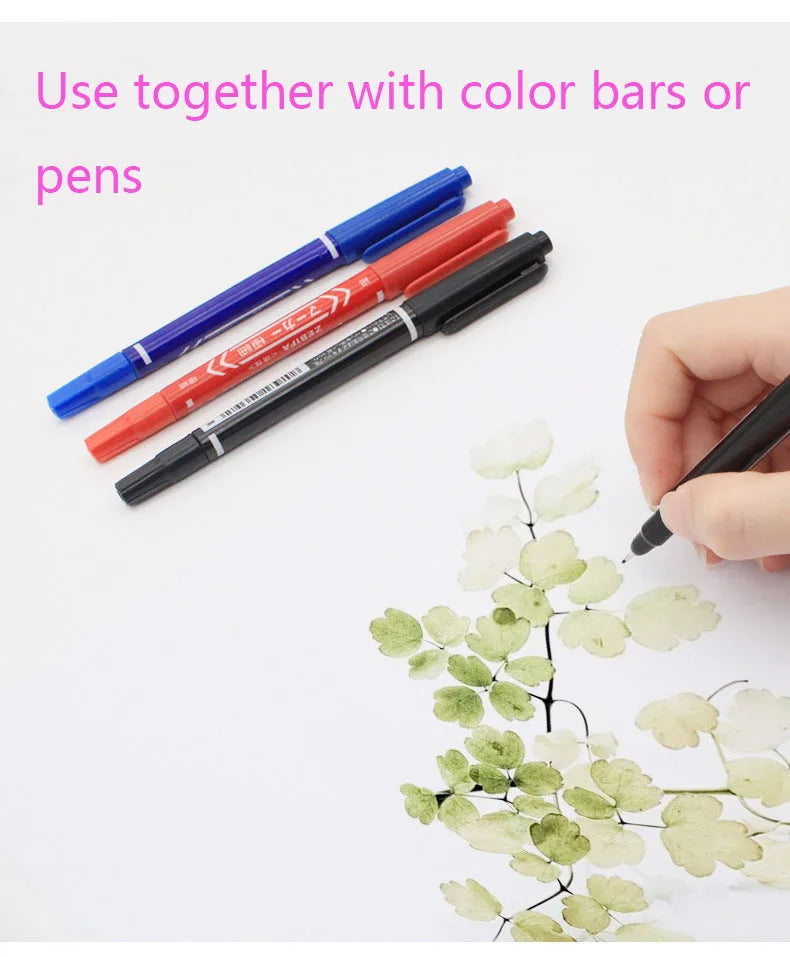 10pcs Wholesale Twin Tip Permanent Marker Pen Fine Point Waterproof Ink Thin Nib Crude Nib Black/Blue/Red Ink 0.5-1mm Fine Color - Sun Studio