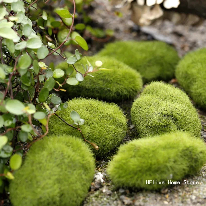 4 Size Fake Stone Artificial Moss Rocks Home Decor Simulation Plant DIY Decoration For Garden and Crafting Green Wholesale - Sun Studio