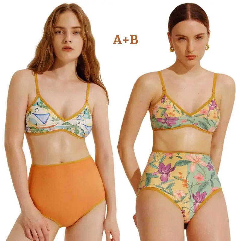 Cikini-Women's Vintage Bikini, Reversible Print, High Waist Swimsuit, Sexy Swimwear, Bathing Suit for Female, New, 2023 - Sun Studio