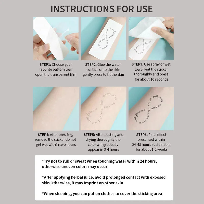 Poetry Verse Waterproof Temporary Tattoo Sticker, Long-lasting for 1-2 weeks, Realistic Semi-Permanent Fake Tattoo - Sun Studio