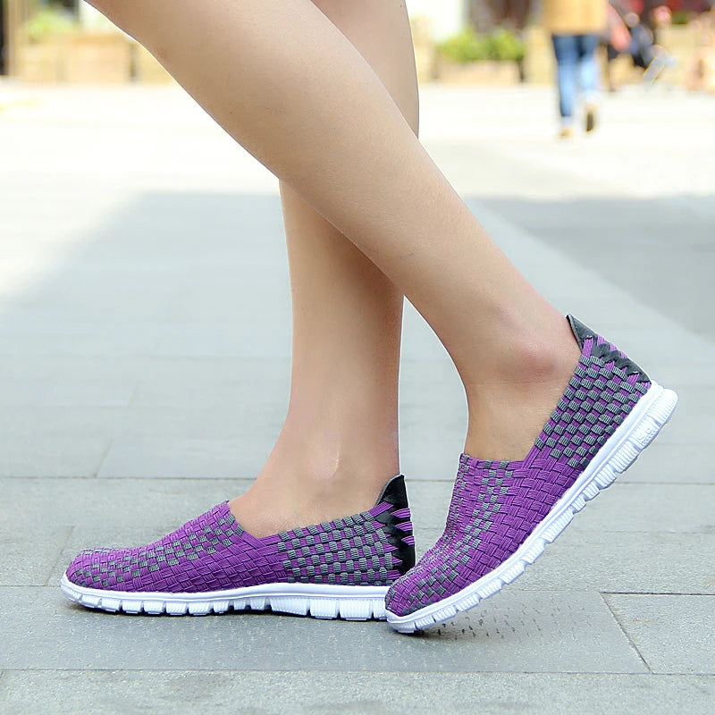 STRONGSHEN Men Shoes Summer Breathable Women Handmade Woven Shoes Couple Casual Flats Shallow Loafers Unisex Zapatos De Mujer - Sun Studio