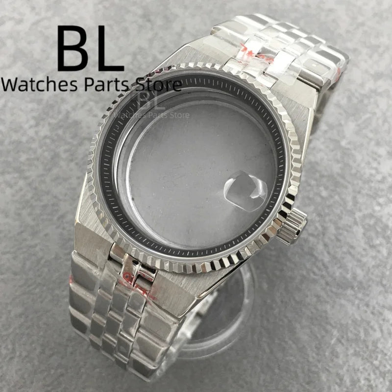 BLIGER 36mm40mm Hochwertiges Silber BLand-Dwelwe Herren Uhrengehäuse für NH35 Bewegung Uhren Teile Saphirglas 10BAR Uhrenbox