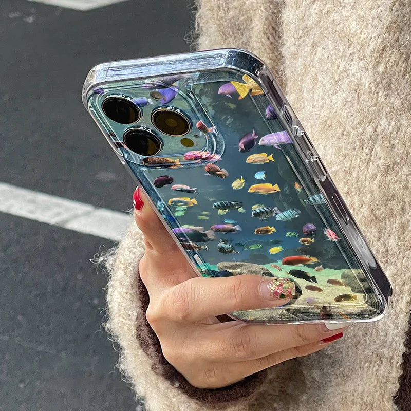 Ocean Animal Cute Phone Case For iPhone 11 Case iPhone 15 13 14 12 17 16 Pro Max 8 7 Plus XR XS SE Clear Protective Cover Funda - Sun Studio