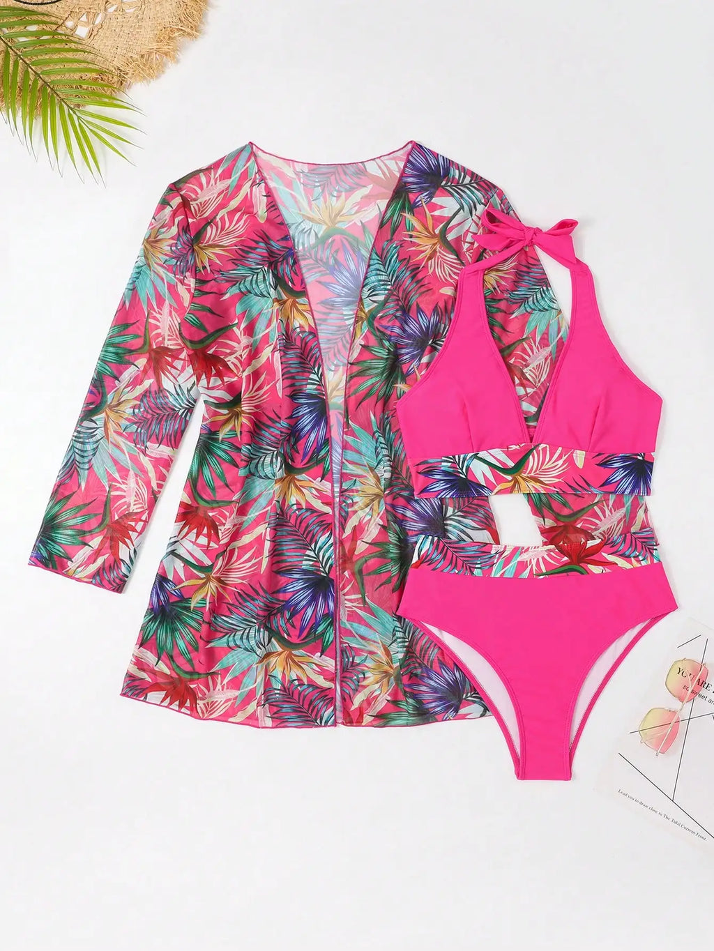 Halter Print Bikini 2026 Women Swimsuit With Kimono High Waist Swimwear Female Bathers Bathing Swimming Swim Suit Beachwear - Sun Studio