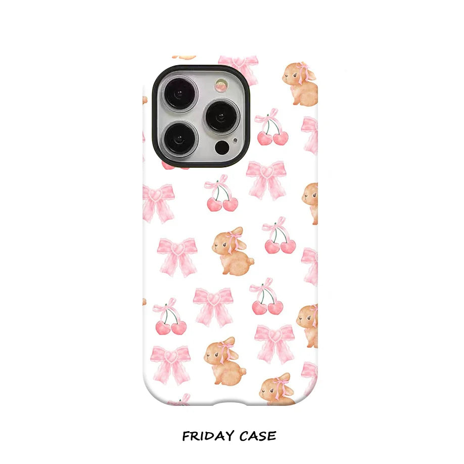 Phone Case for iPhone 16 15 14 13 12 11 X XS XR XSMAX 7 8 Pro Max Plus Luxury Adorable Bunny Double Double-layer Back Cover - Sun Studio