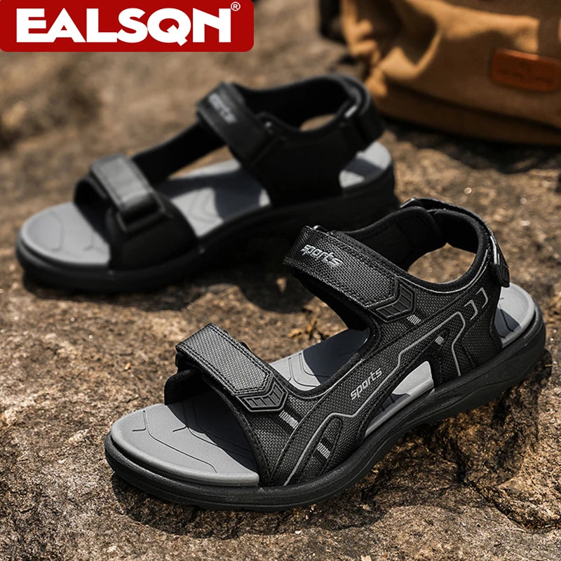 Classic Black Men's Sandals for Summer Wear-Resistant Breathable Beach Wading Shoes Outdoor Casual Walkig Sandals - Sun Studio