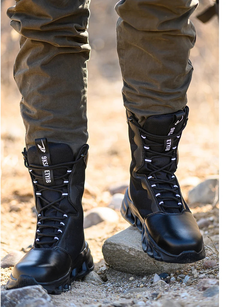 New Fashion 2024 Men Boots Safety Shoes Security Steel Toe Cap Military Boots Working Steel Toe Anti-Smashing Men's Work Boots - Sun Studio