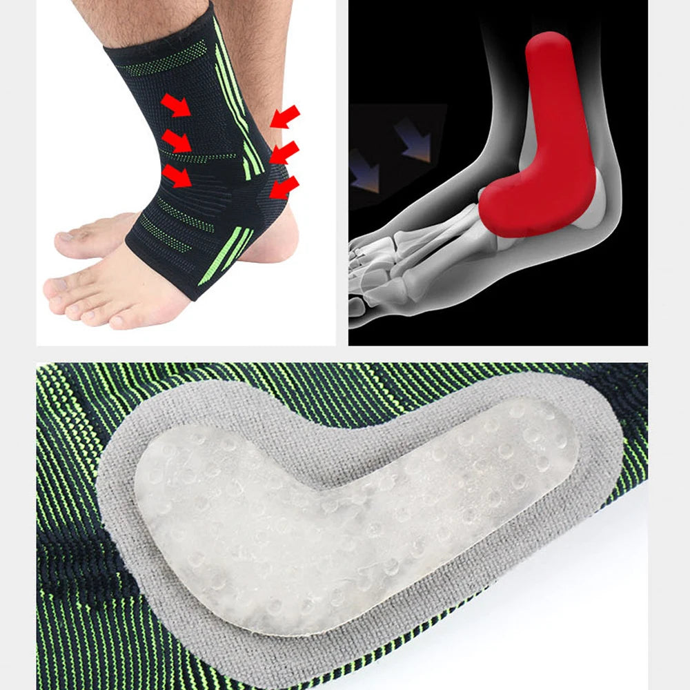 BraceTop 1 PC Compression Sports Ankle Brace with Silicone Padded Protect Heel Ankle Support Basketball Football Ankle Protector - Sun Studio