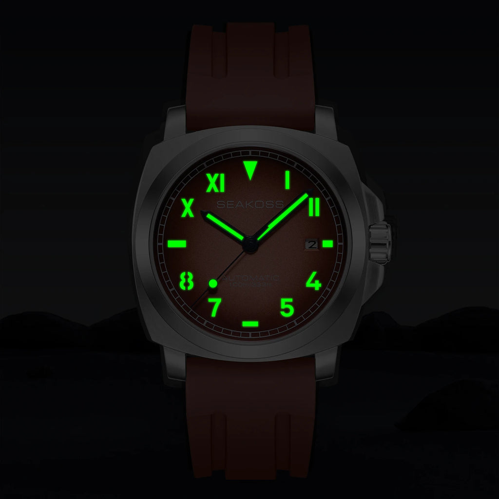 SEAKOSS Super Luminous Diving Automatic Mechanical Watches Men's 10ATM with Seagull st1612 Movement Calendar Sapphire Wristwatch - Sun Studio