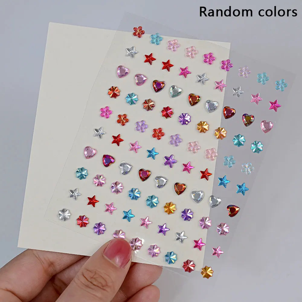 1 Stück Gesicht Diamant-Gem-Sticker, 5D, bunte Strass-Tattoo-Aufkleber, für Festival, Nagel, Körper-Make-up, Bling-Schmuck, DIY Gesichtssticker