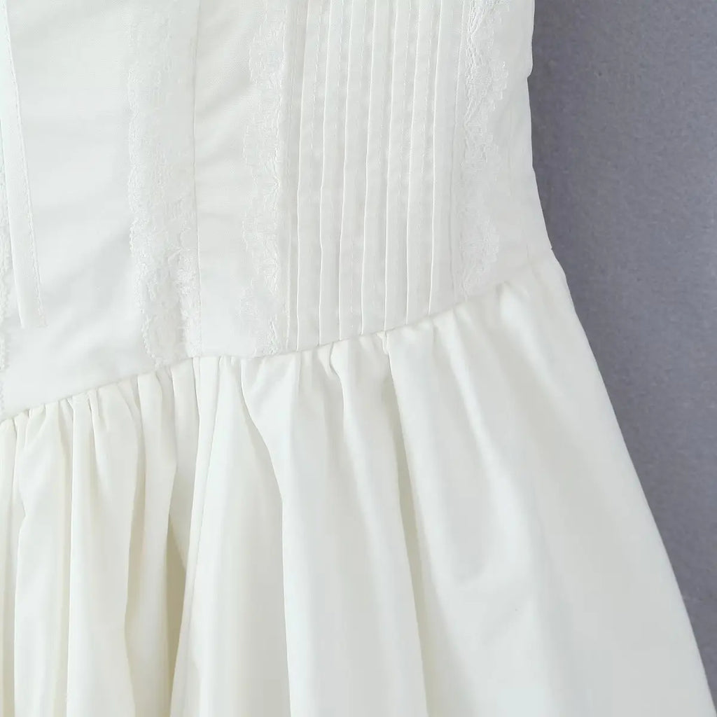 Mingmingxi Sexy Spaghetti Strap Corset Dress Elegant Fluffy Party Dresses Slim A Line Lace Up Dress Cotton Women Clothing - Sun Studio