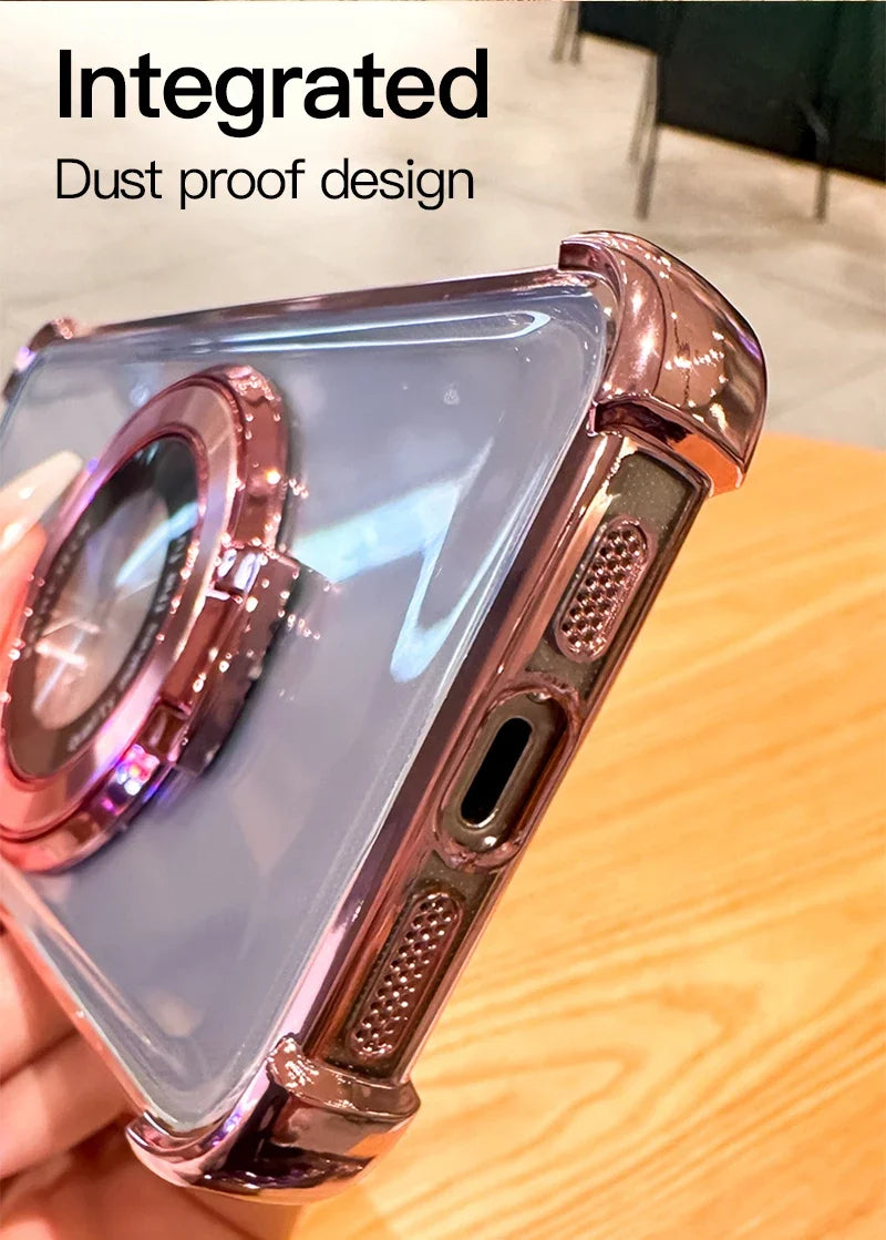 Plating Magnetic Holder Phone Case for Samsung Galaxy A05 A05S A13 A14 A15 A16 A26 A25 A33 A34 A35 A36 A56 A54 A55 Clear Cover - Sun Studio