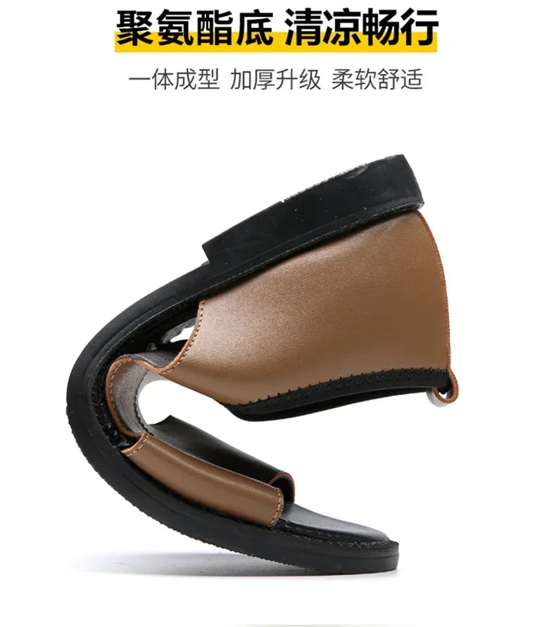 Sandals for Men Brand Casual Shoes Outdoor Fashion Men's Slippers Comfortable Beach Shoes High Quality Leather Man Flat 2025 - Sun Studio