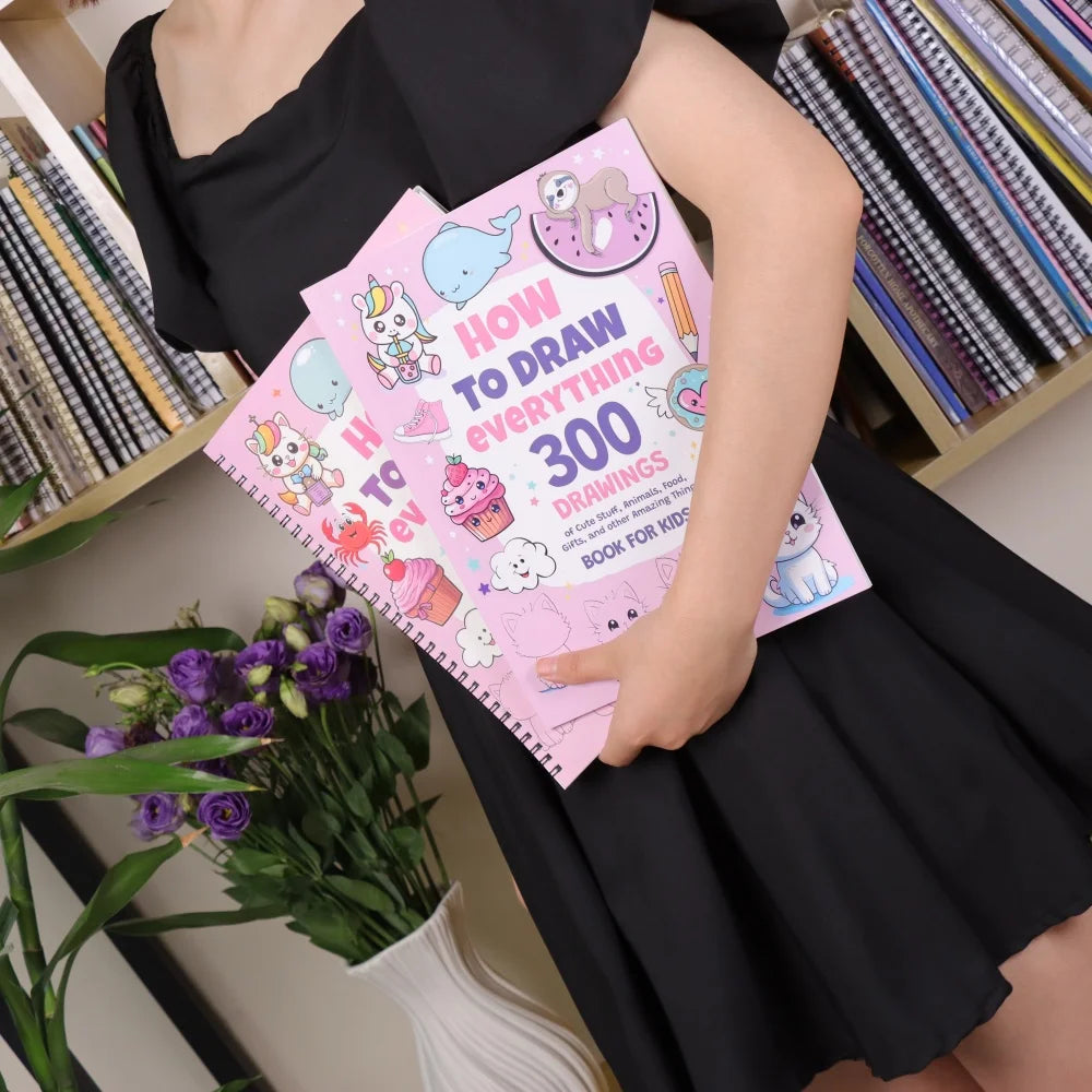 Coloring Book - How To Draw Everything: 300 Drawings of Cute Stuff, Step-by-Step Simple Drawings Books, Teens Art Supplies - Sun Studio