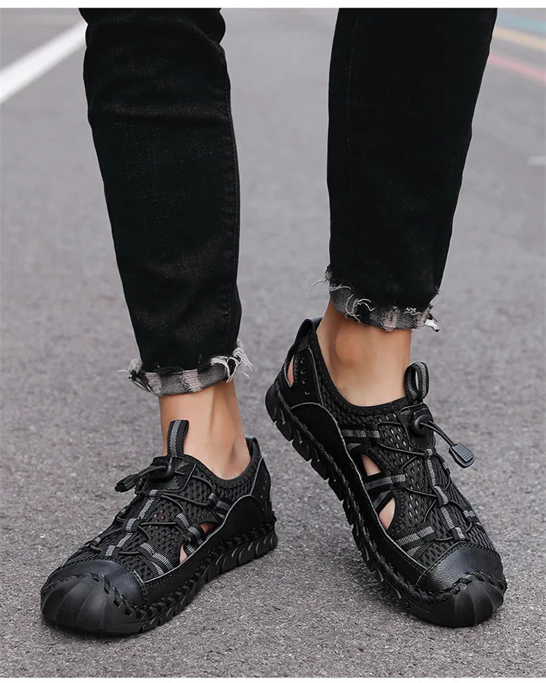 Hot Sale Summer Men's Sandals Outdoor Non-slip Men's Beach Sandals Handmade Genuine Leather Men's Shoes Fashion Men Sneakers - Sun Studio