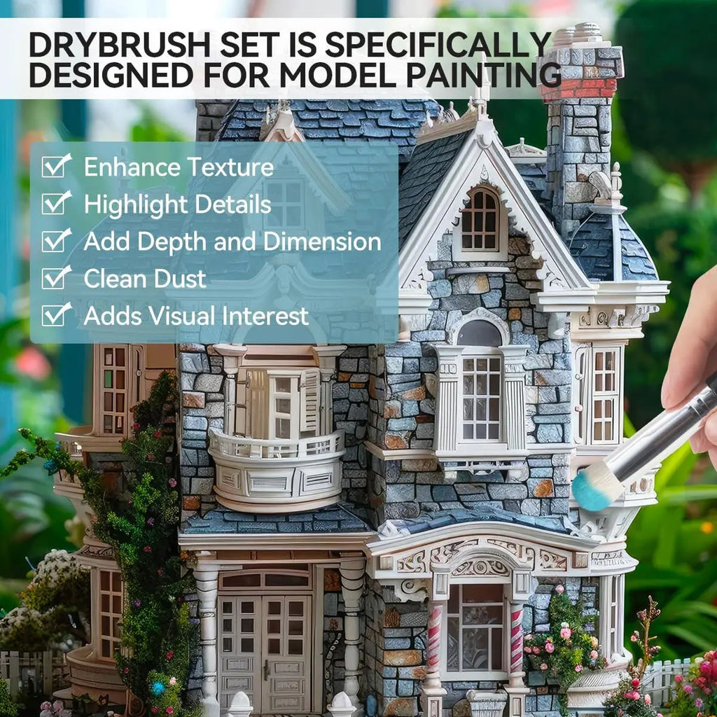 Yutiars Miniature Paint Brushes Drybrush Micro Detail Paint Brush Set, Small Fine Detail Brushes for Acrylic, Watercolor and Oil - Sun Studio