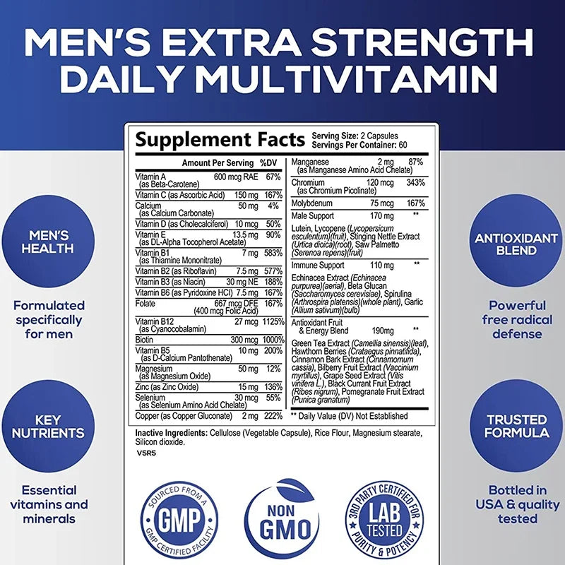 Men's Multivitamin Supplement - Enhance Immunity, Boost Energy and Endurance, Promote Overall Health - Sun Studio