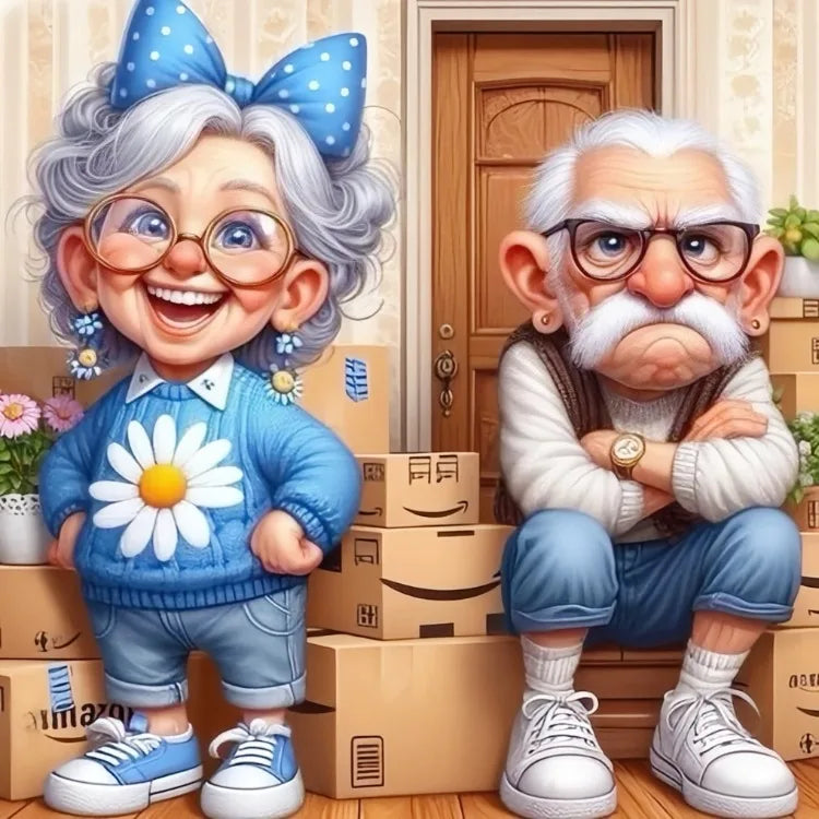 Feenstaub AB Cartoon Opa und Oma 5D DIY Diamantmalerei Kreuzstich Kunst Mosaik Vollstickerei Wohnkultur Geschenk für Kinder