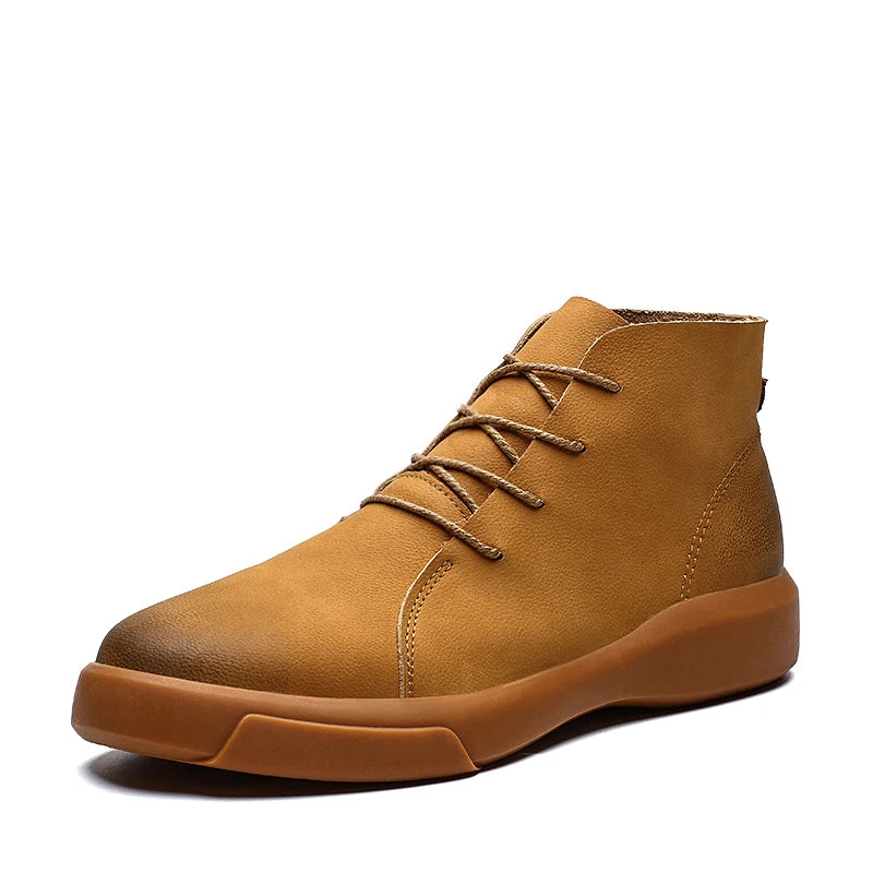 100% Rindsleder Neue große Herren Stiefel Modische Freizeit dicksohlige atmungsaktive Herrenschuhe Outdoor Sport Chelsea Stiefel