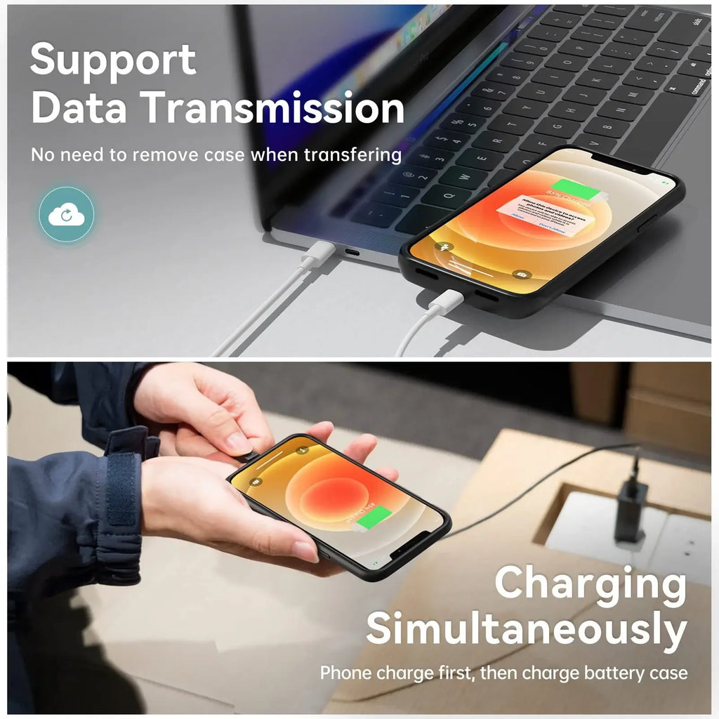 6800mAh Outdoor Backup Battery Portable Soft Silicone Charging Case for IPhone16 ProMax 15 14 13 12 11 XSmax 8 7 6 Full Series - Sun Studio