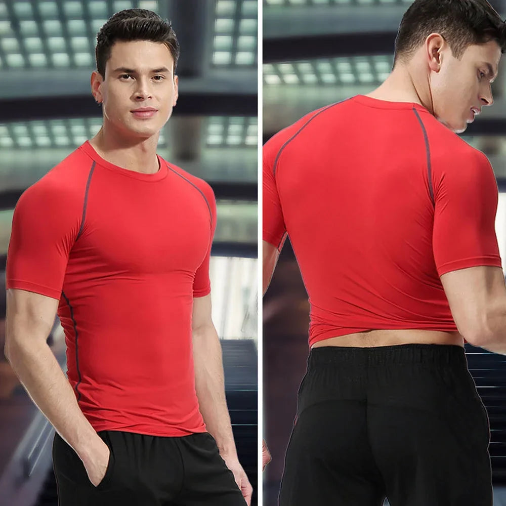 Gym Hub Printed Men's Compression T-Shirt Gym Workout Sport Quick Dry Tight Shirts Outdoor Training Fitness Elasticity Tops Tee - Sun Studio
