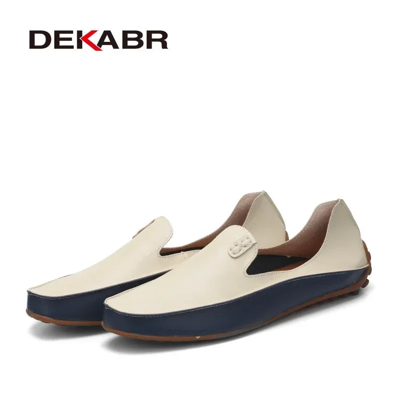 DEKABR Men Casual Flats Fashion Genuine Leather Soft Moccasins Brand Loafers High Quality Breathable Men Shoes Plus Size 36-47 - Sun Studio