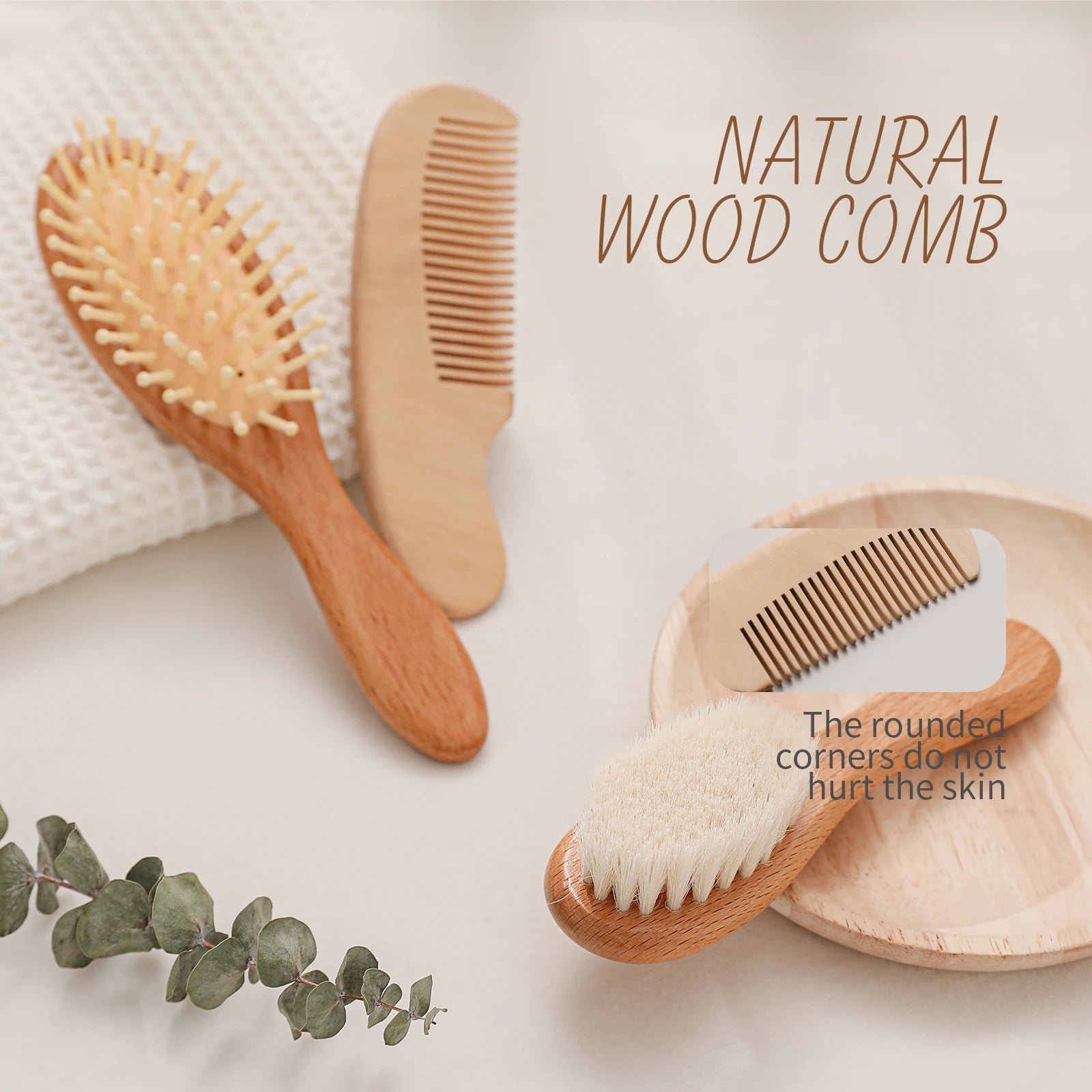 3pc Baby Hair Comb Mother-kids Hair Care Brush Baby Shower Tools Combs for hair Newborn Baby 0 12 Month Baby brush Care Utensils - Sun Studio