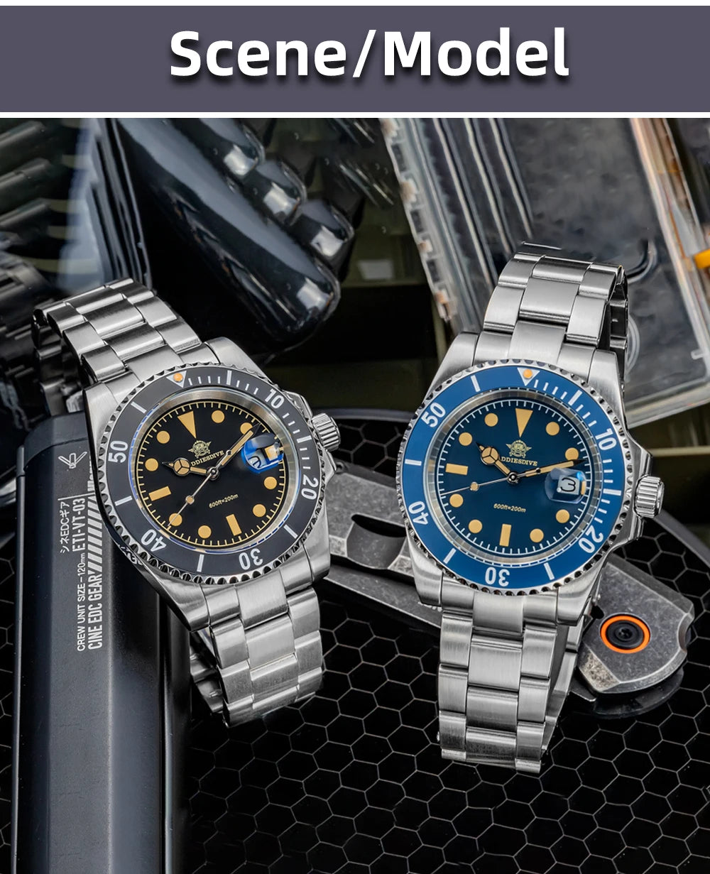 ADDIESDIVE Men's Watch Quartz Calendar Window 316L Stainless Steel Ceramic Bezel 20Bar Waterproof Luminous Watches 41mm - Sun Studio