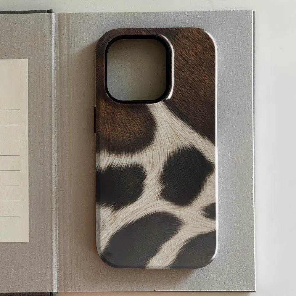 Luxury Clmj Brown White Mottled Phone Case for iPhone 17 16e 16 15 14 13 12 11 X XS XR XSMAX Air Pro Max Plus Double-layer Cover - Sun Studio