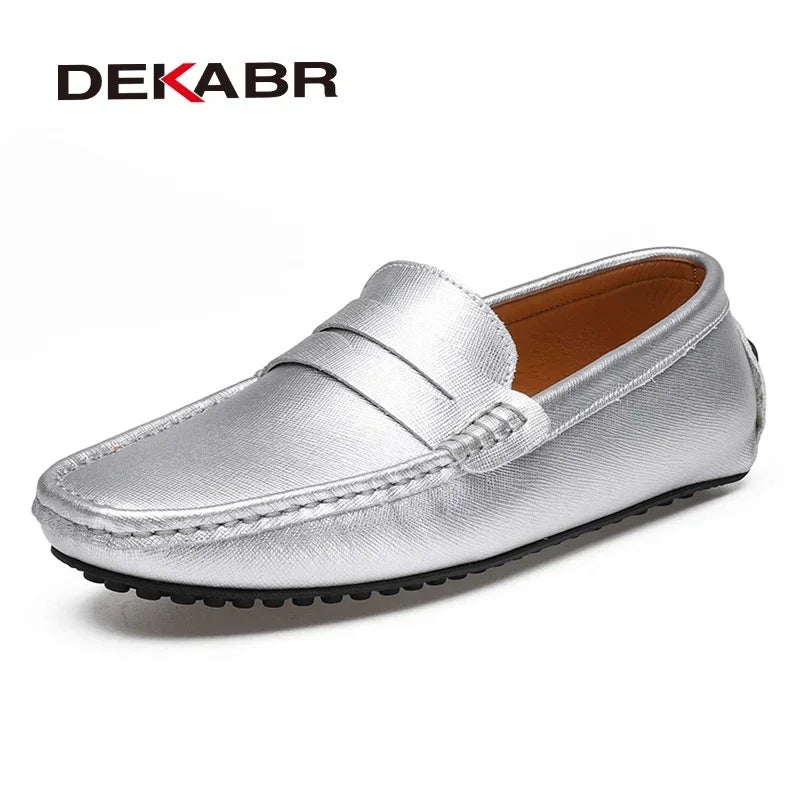 DEKABR Slipper Schuhe Herren Mode Schuhe Neue Frühling Bequeme Herren Ballerinas Mokassins Klassische Original Leder Herren Freizeit Schuhe