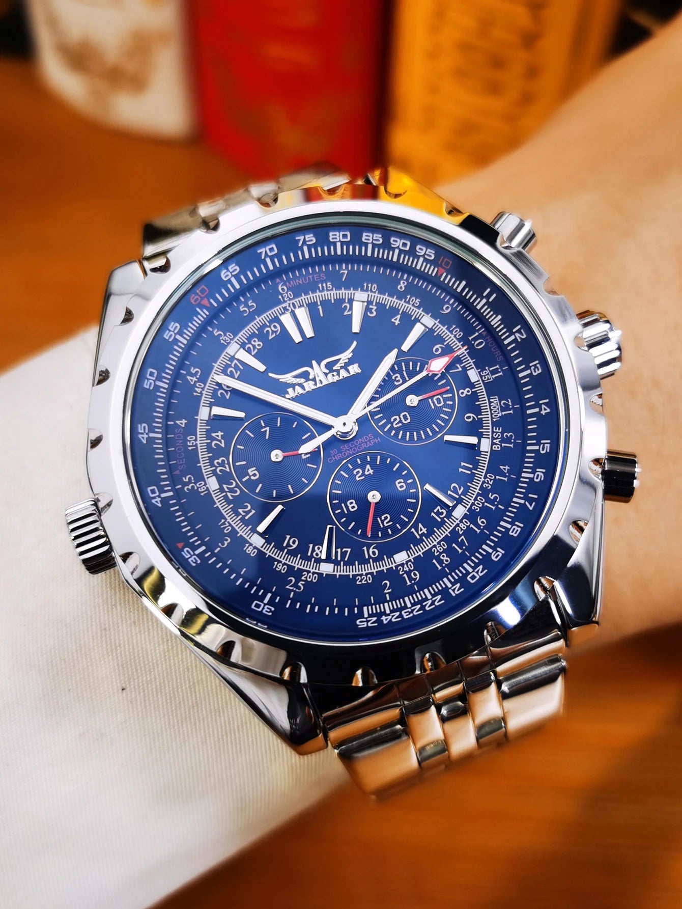 JARAGAR Sports Mens Watches Top Brand Luxury Automatic Mechanical Watch for Men Silver Stainless Steel Strap Military Wristwatch - Sun Studio
