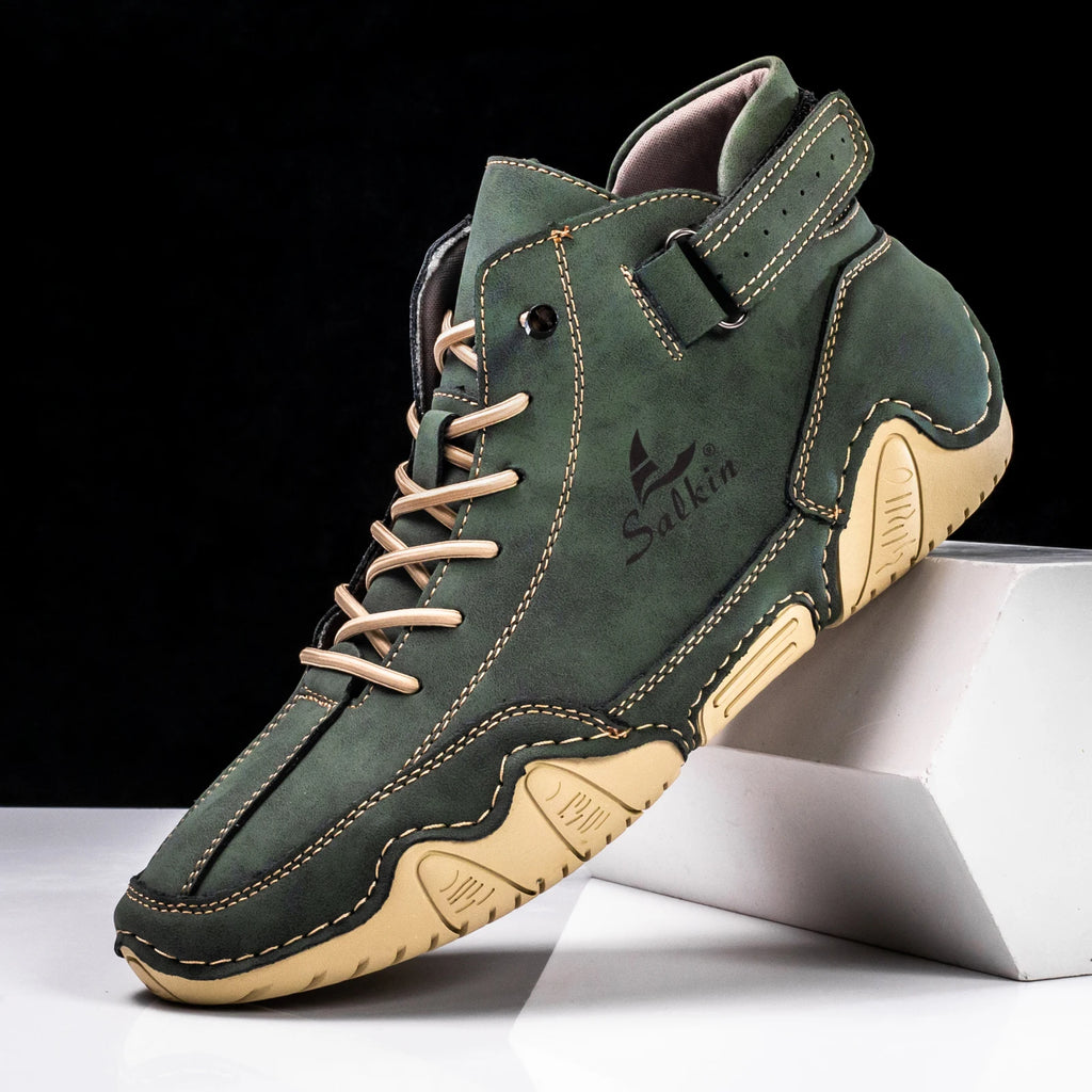 New 2025 Handmade Leather Casual Men Shoes Design Sneakers Man Breathable Leather Shoes Men Ankle Boots Outdoor - Sun Studio