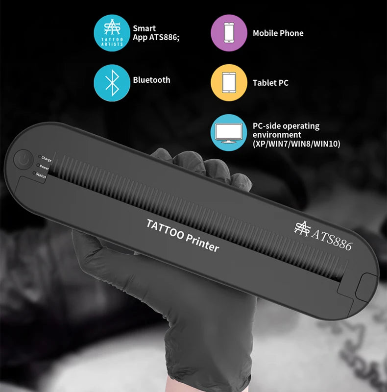 Tattoo ats886 Thermocopier A4 Wireless Tattoo Transfer Bluetooth Mobile&pc Printer Thermal Printer Tattoo for Machine Printing - Sun Studio
