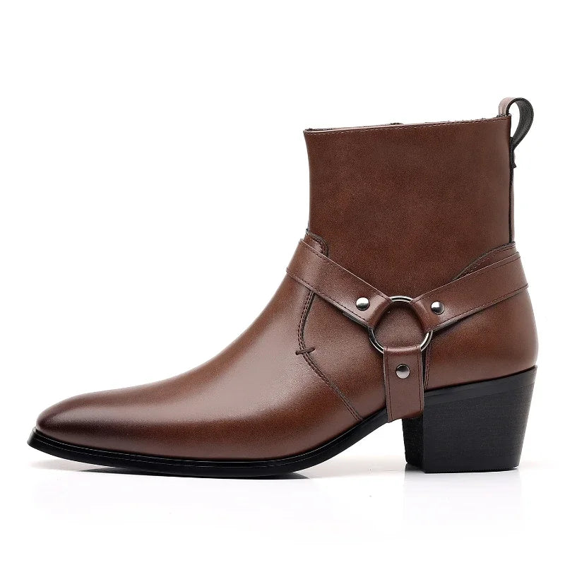 Men's Boots Fashion Designer Chelsea Boots Luxury High Quality Men Cowboy Boots Black Brown Zip Wedding Office Dress Shoes Male - Sun Studio