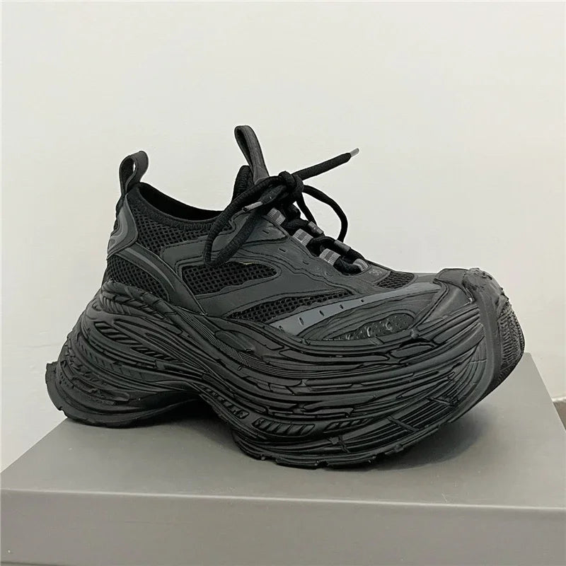 Thick Bottom Platform High Heel Casual Trainers Luxury Brand Designer Women Sneaker Mixed Color Runway Sport Shoes Large Size - Sun Studio