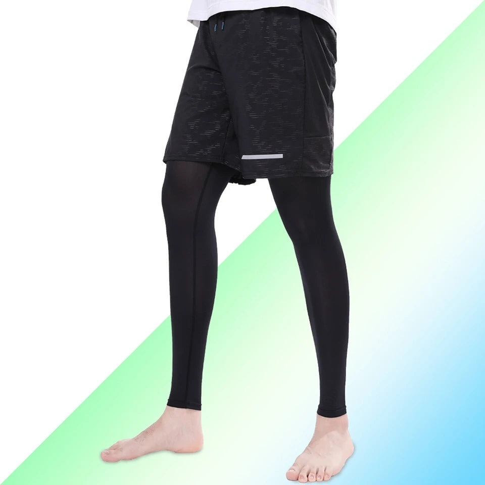 1Pair Summer Ice Thread Extended Leg Covers Thin And Breathable Knee Pads Silicone Anti-slip Sun Protection Leg Covers Cycling - Sun Studio