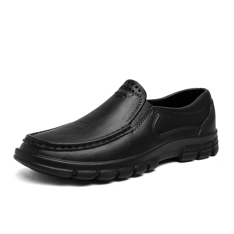 Fashion Leather Men's Casual Shoes Non-slip EVA Chef shoes Men Waterproof Loafers Comfort Soft soled Men Driving shoes Plus Size - Sun Studio