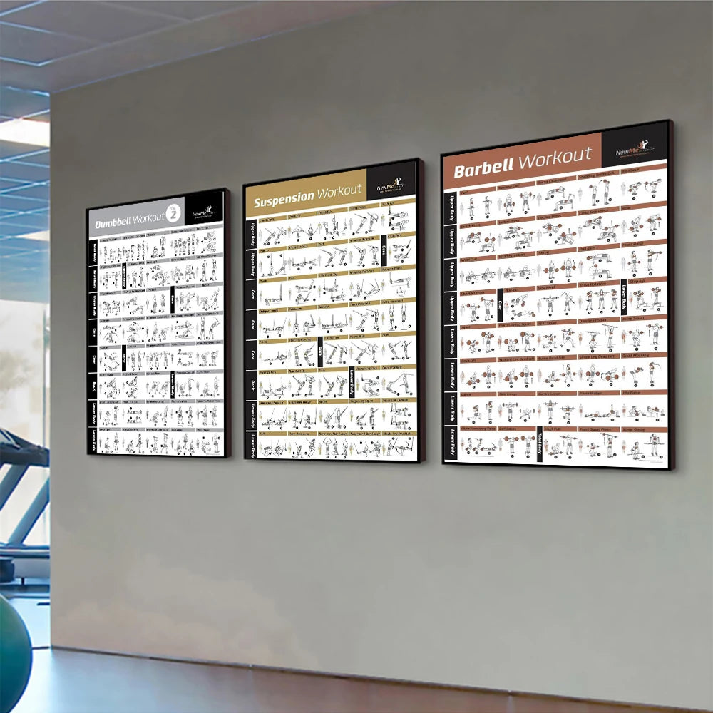 Gym Yoga Studio Workout Detailed Action Chart Pose Canvas Poster Bodybuilding Wall Art Painting Prints Home Room Decor Murals - Sun Studio