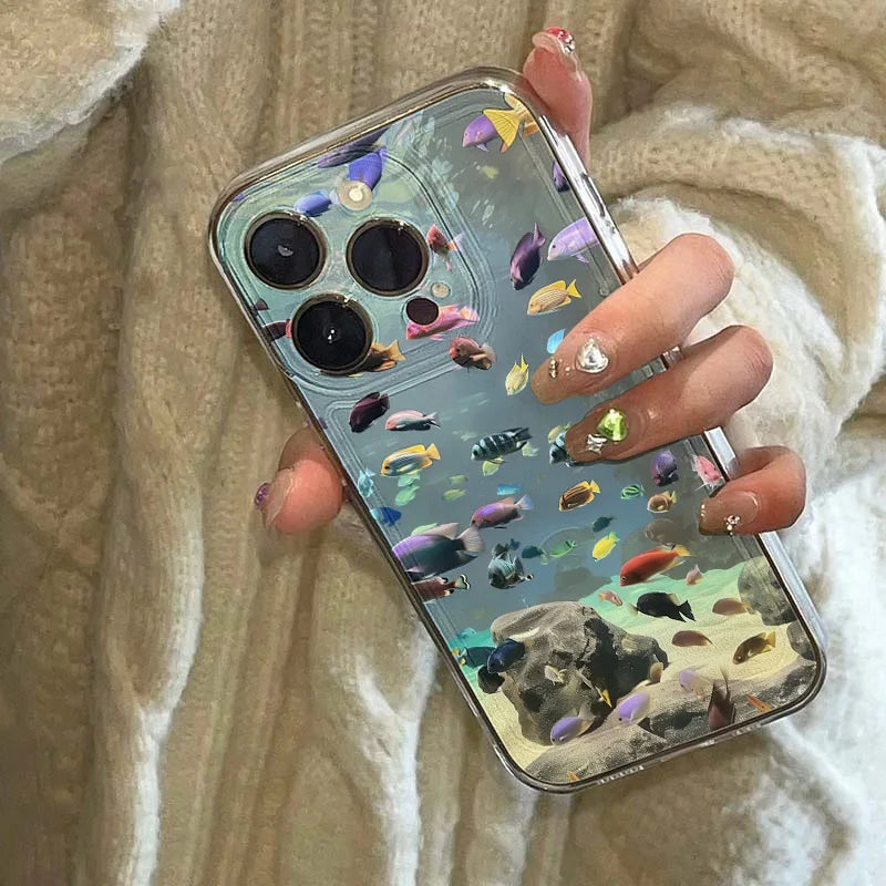 Ocean Animal Cute Phone Case For iPhone 11 Case iPhone 15 13 14 12 17 16 Pro Max 8 7 Plus XR XS SE Clear Protective Cover Funda - Sun Studio