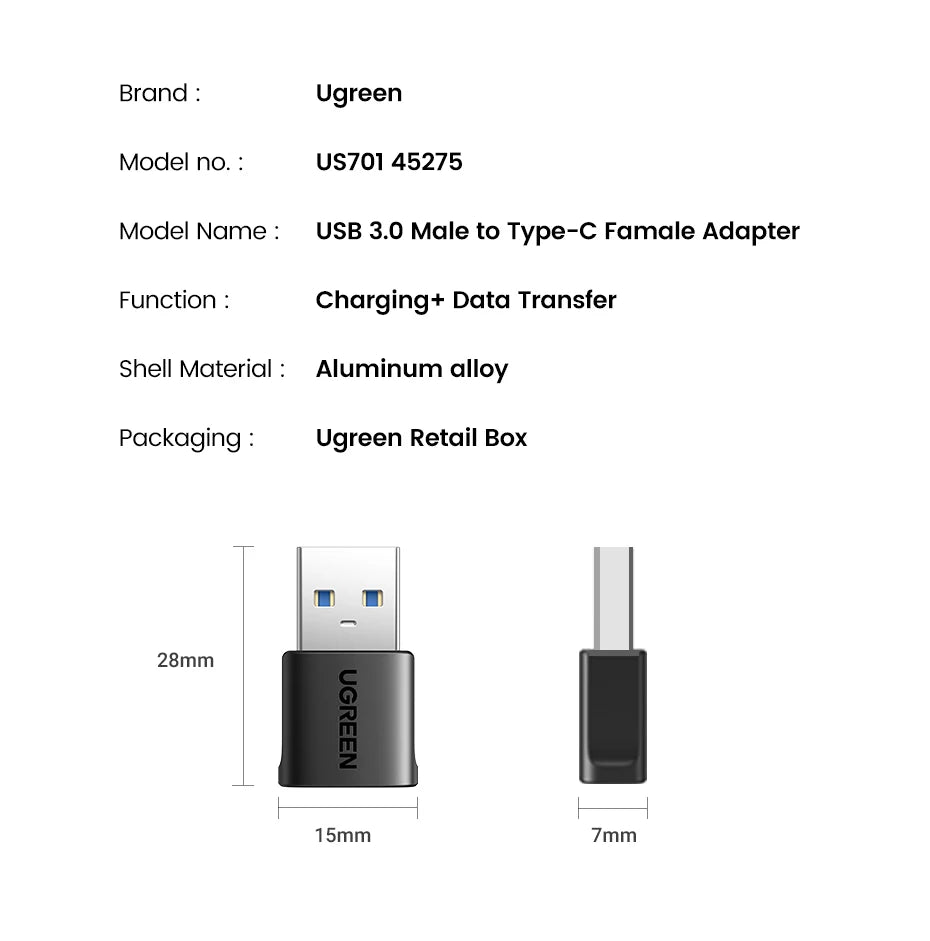 UGREEN USB 3.1 Type C OTG Adapter USB A Male to USB C Female Cable Converters For Macbook Samsung S10 Huawei USB To Type-c OTG - Sun Studio
