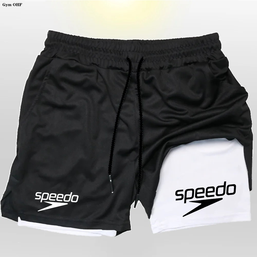 Fitness 2-in-1 training shorts, suitable for men, beach running quick-dry shorts, outdoor sports shorts, fitness basketball shor - Sun Studio