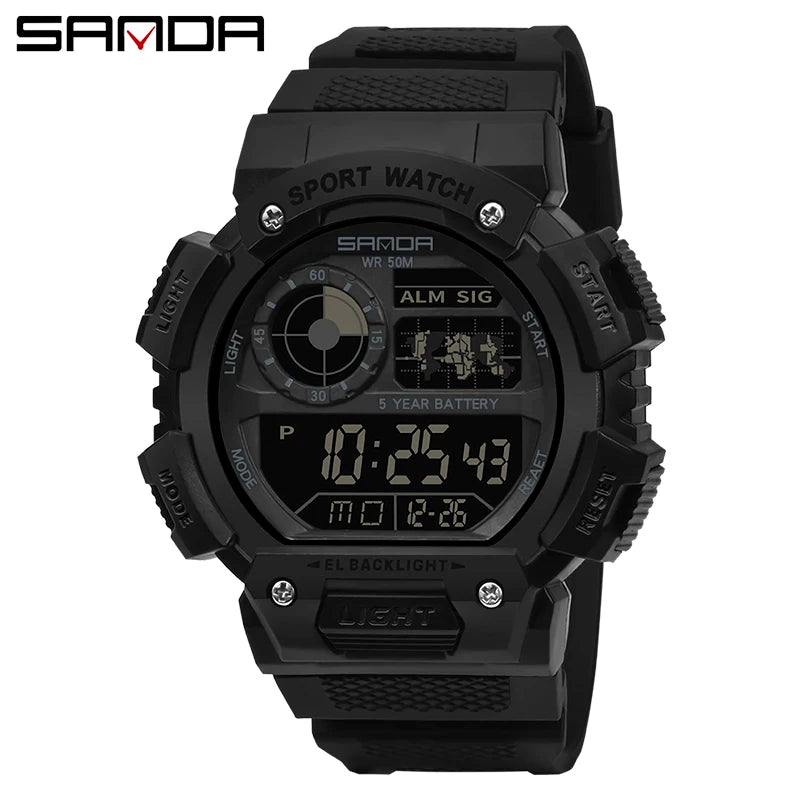 SANDA Top Brand Classical Style Men Digital Watch Military Sports Watches Fashion Waterproof Electronic Wristwatch Shockproof - Sun Studio